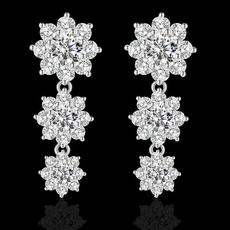 Luxury Moissanite Jewelry 3 Piece Necklace Earring & Bracelet Set