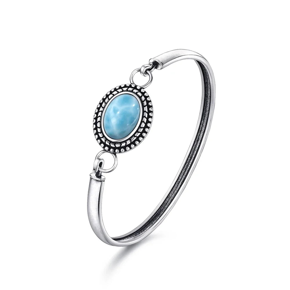 Sterling Silver 925 Vintage Moonstone Natural Stone 10*14MM Oval Shape Bracelet