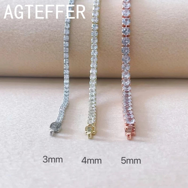 925 Sterling Silver Tennis Bracelet Rose Gold Shining CZ Bracelet