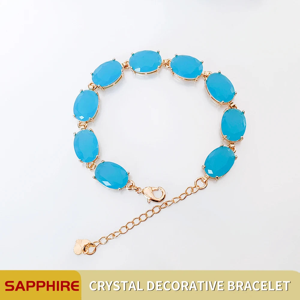 Paraiba Ocean Greek Pine Blue Oval Gemstone Copper Bracelet