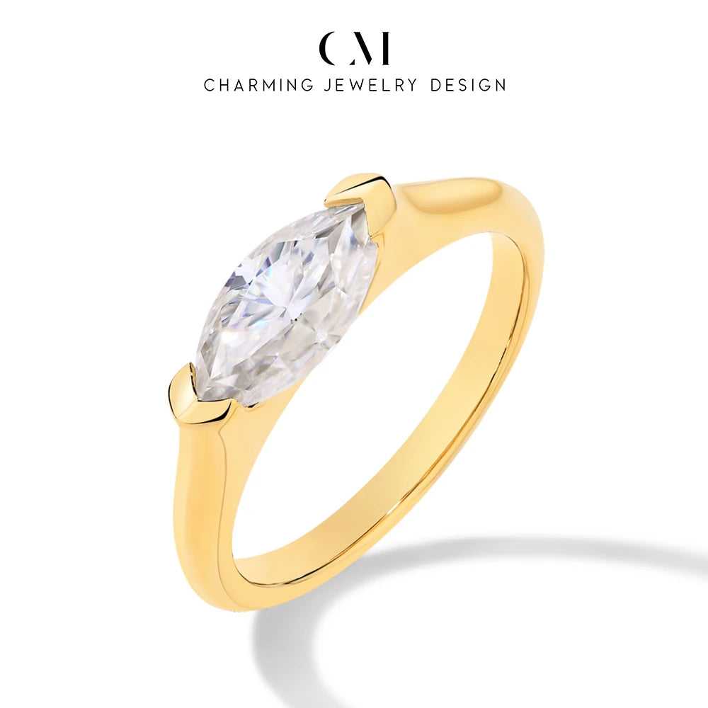 18KT Pure Rose Gold Lab Grown VVS1 D Color Diamond Marquise Tension Kite Setting Engagement Ring