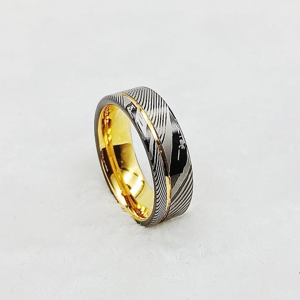 Solid Tiger Striped 8MM Tungsten Carbide Ring
