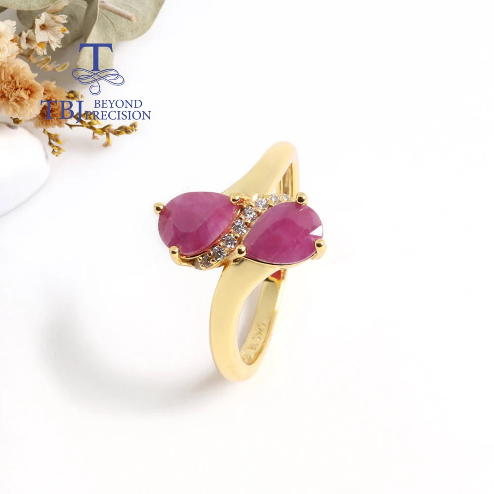 18KT Yellow Gold Natural Ruby Gemstone Ring