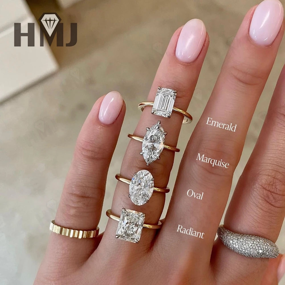 1CT 5CT Oval Cushion Cut VVS1 Moissanite Lab Grown Diamond Ring