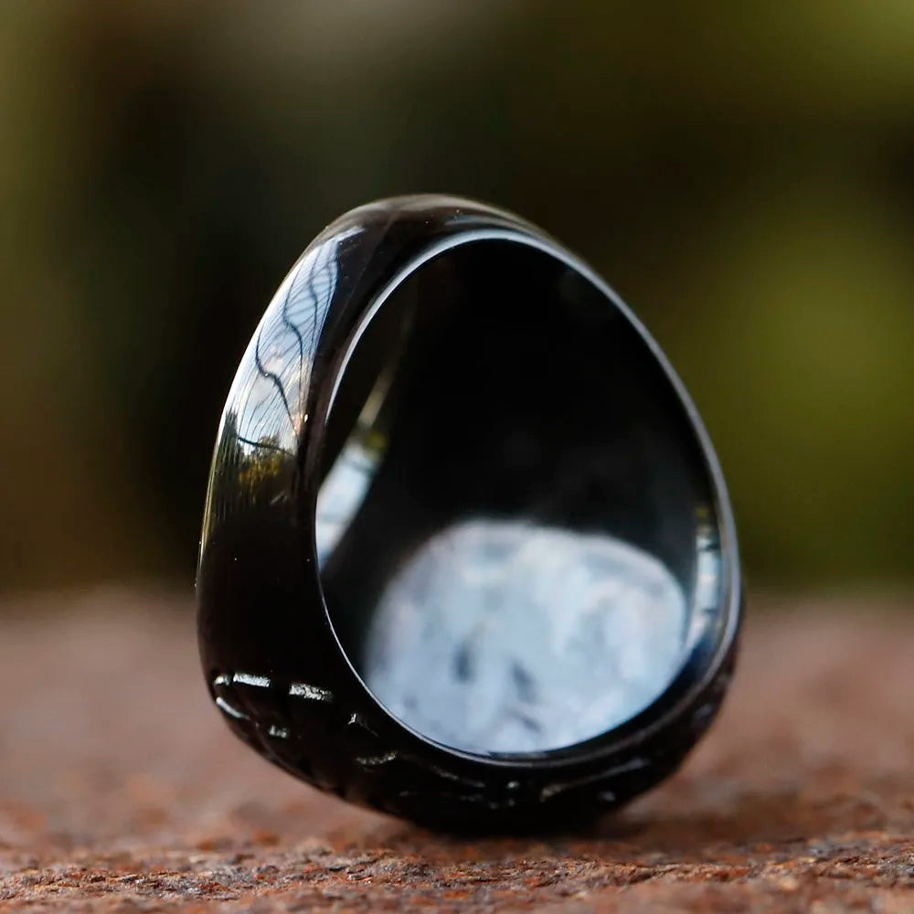 Vintage Handmade Turkish Black Zircon Rings Retro Men Stainless Steel Tiger Eye Stone Ring