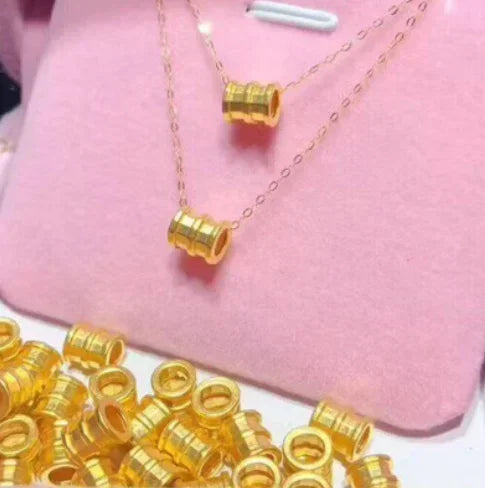 Light Weight 24KT Pure 999 Bead Barrel Vintage Necklace