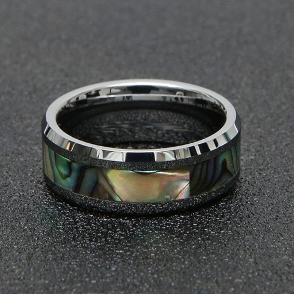 8MM Steel Color High Polished Inlaid Abalone Shell