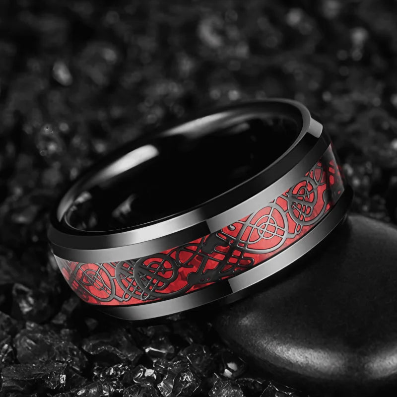 10MM Tungsten Polished Inlaid Wooden Dome Ring