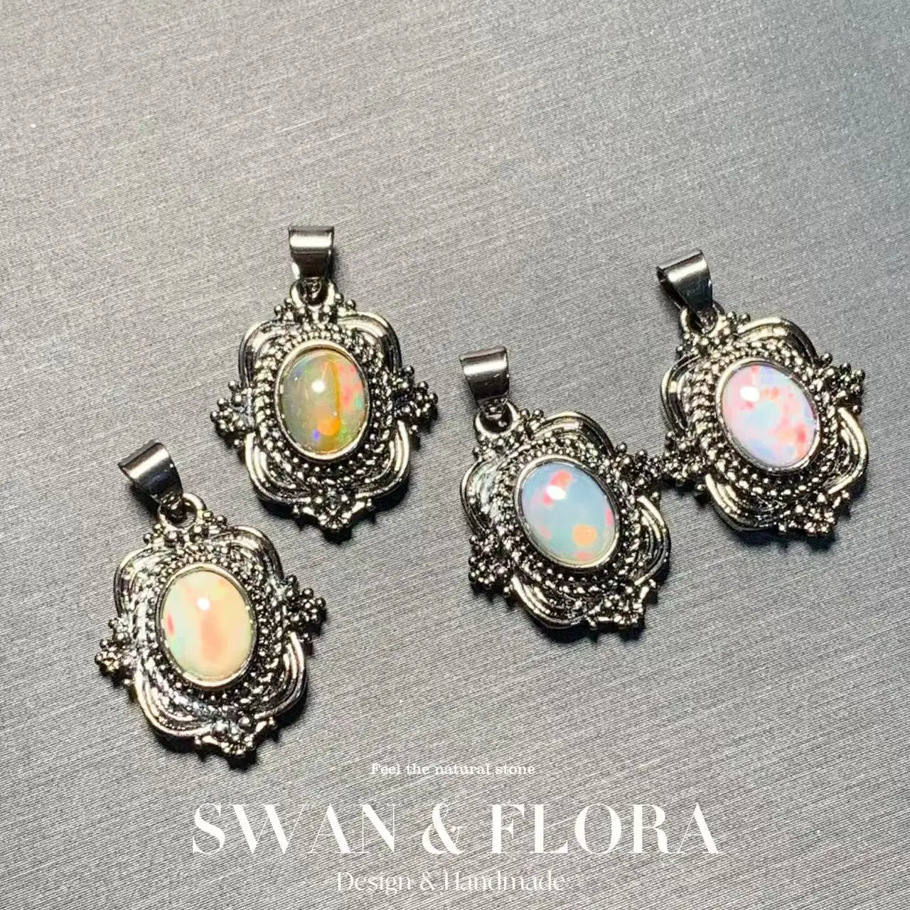 Victorian Natural Opal Pendant Necklace Fine Jewelry