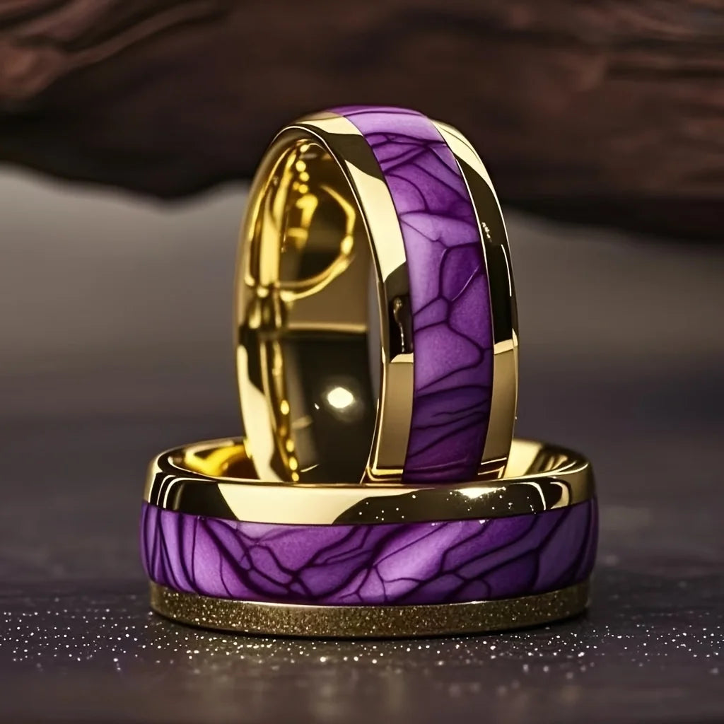 8MM Classic Black Gold Stainless Steel Ring Luxury Men's Ring