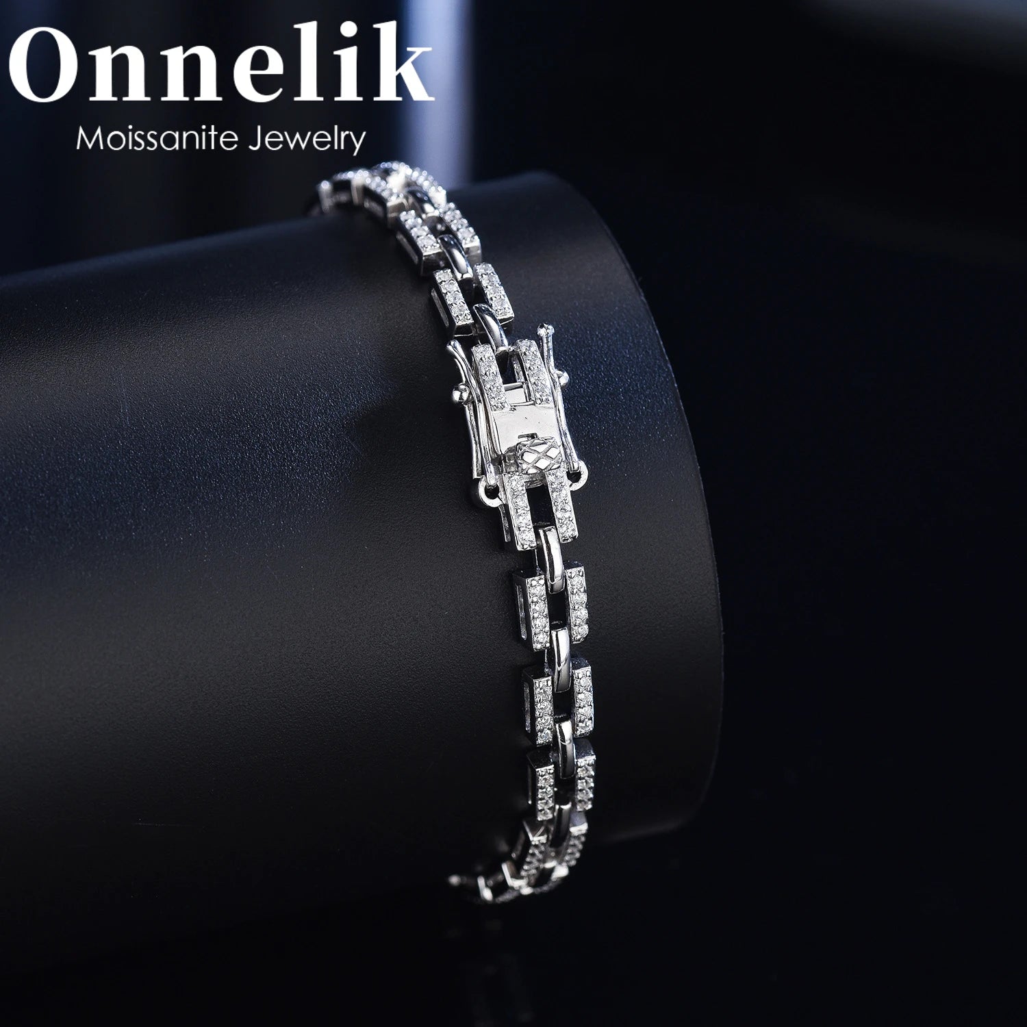 Pave Link Bracelet VVS 18KT Plated Sterling Silver