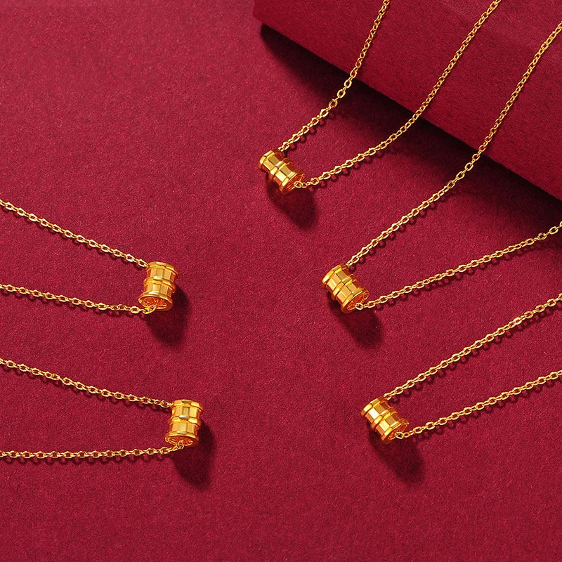 24KT Pure Gold Simple Tubular Design Pure 100% 999 Pendant