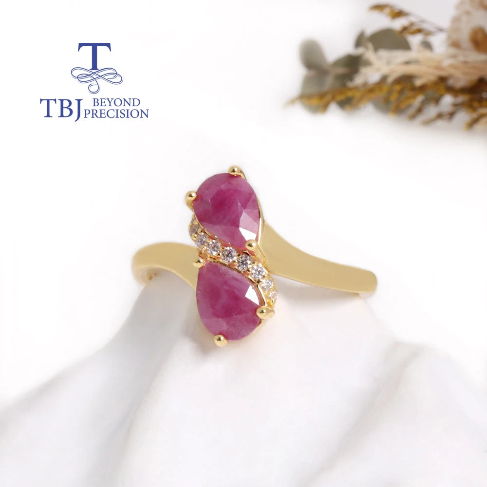 18KT Yellow Gold Natural Ruby Gemstone Ring