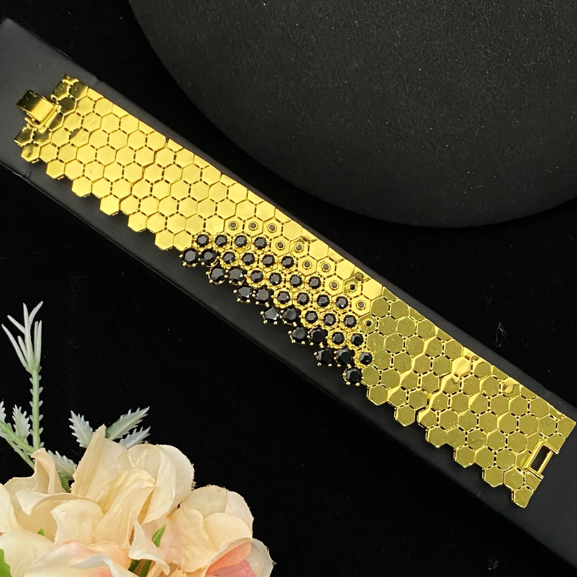 4PCS 18KT Yellow Gold Luxury Dubai Honeycomb Set Certified Bridal & Formal Set