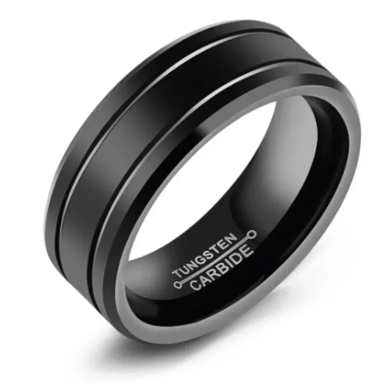 Tungsten Carbide Ring Men Brushed Silver 8MM Stainless Steel