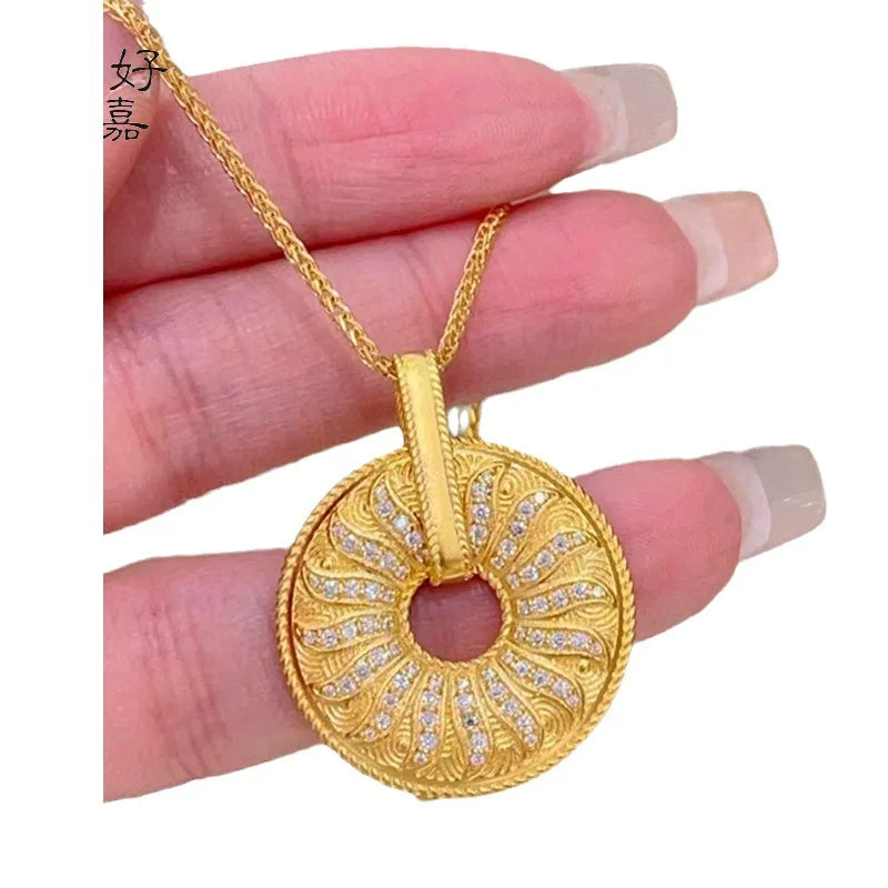 9999 24KT Yellow Gold Big Sun Dial