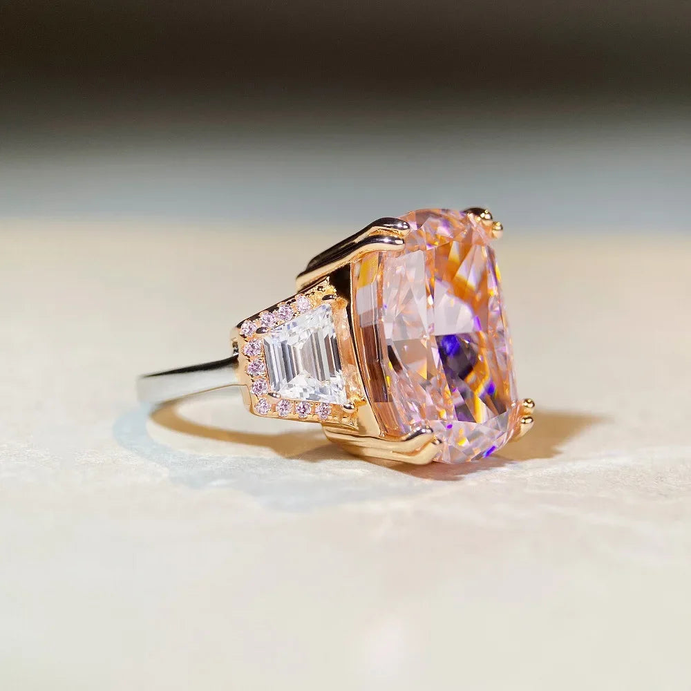 Luxury Platinum PT950 Women's Pink Heart Diamond Ring