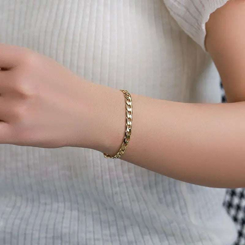 14KT Light Gold- Plated Solid Copper Figaro 1:1 Classical Bracelet