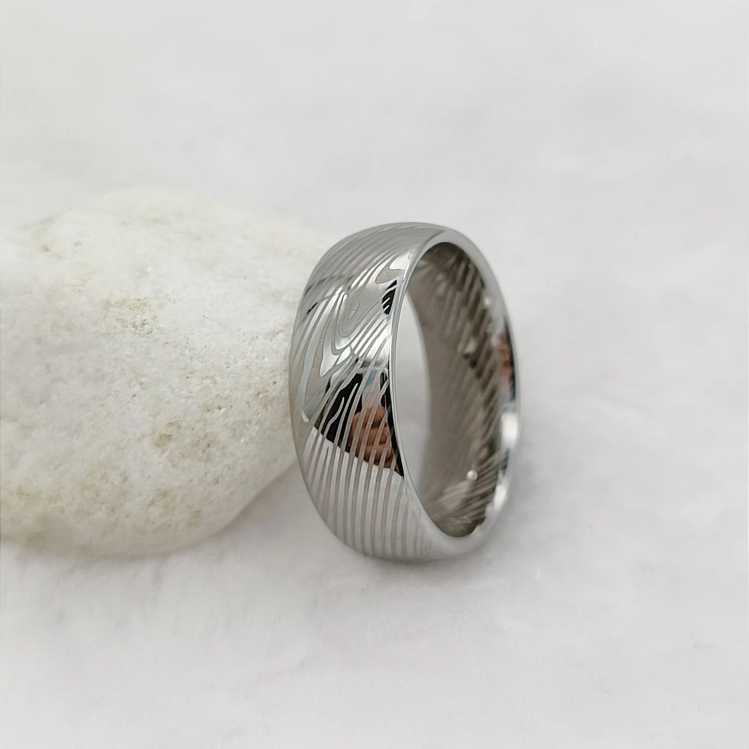 Solid Tiger Striped 8MM Tungsten Carbide Ring