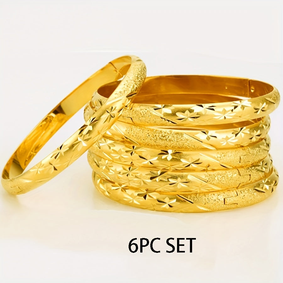 6 Piece Copper Diamond Cut Exquisite Classic Bangle Set